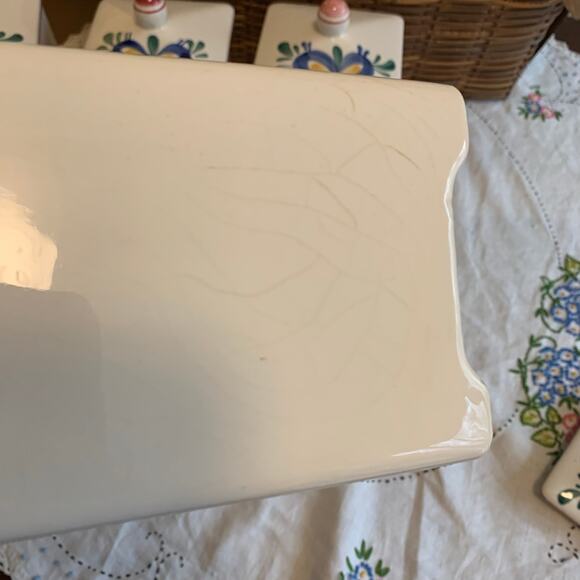 Vintage Rbein Ceramic Hand Painted Floral Kitchen Canister Set Made In Germany - Picture 8 of 16